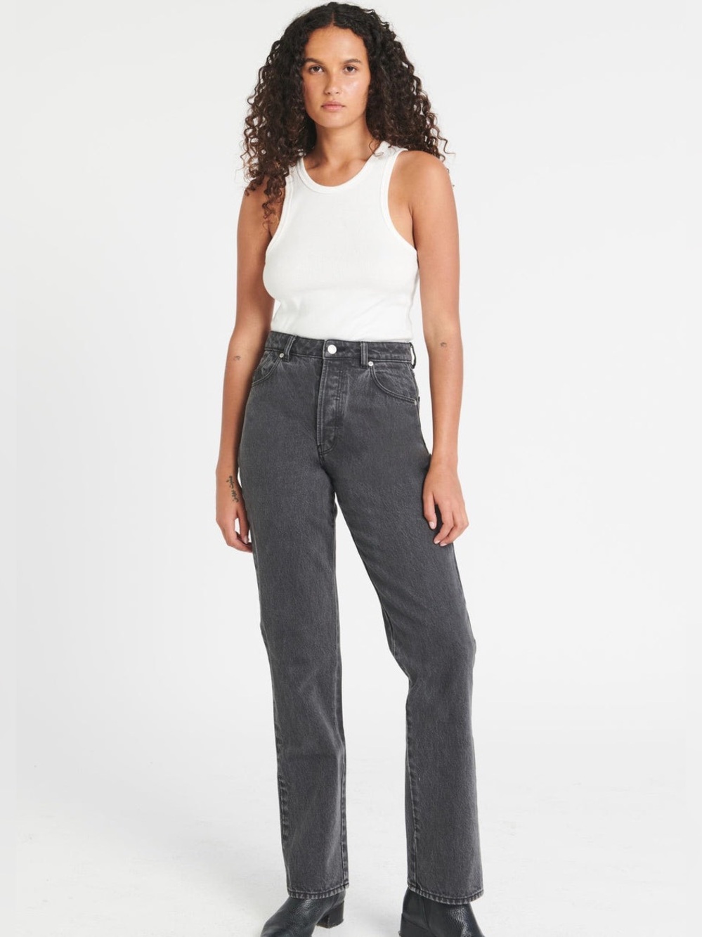 ROLLA'S Classic High-Rise Straight Jeans Vintage Black Denim Contemporary